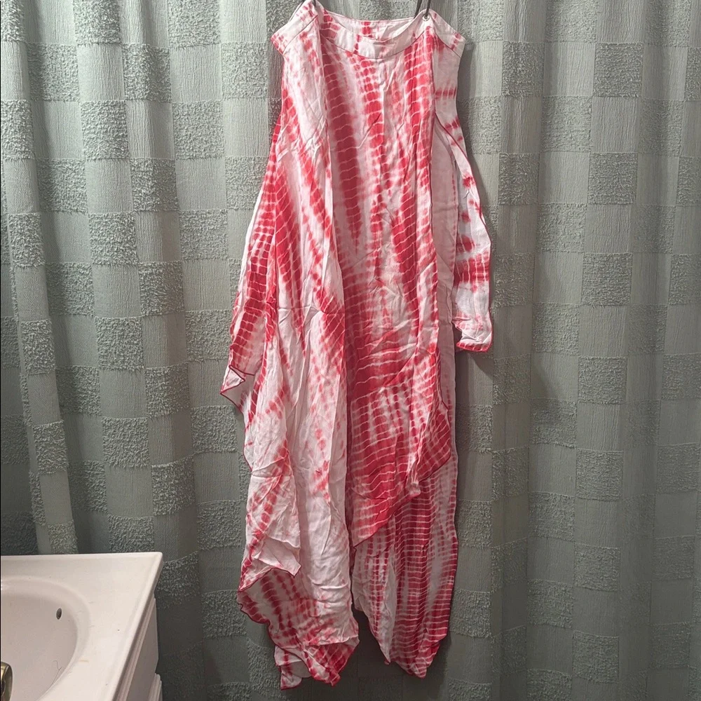 Michael kors Red and White Tie-Dye Flowy Slip Dress - Picture 5 of 11